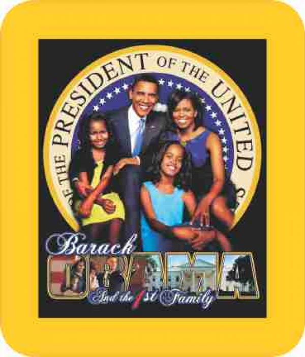 President Barack Obama, First Family Black Art Mousepad